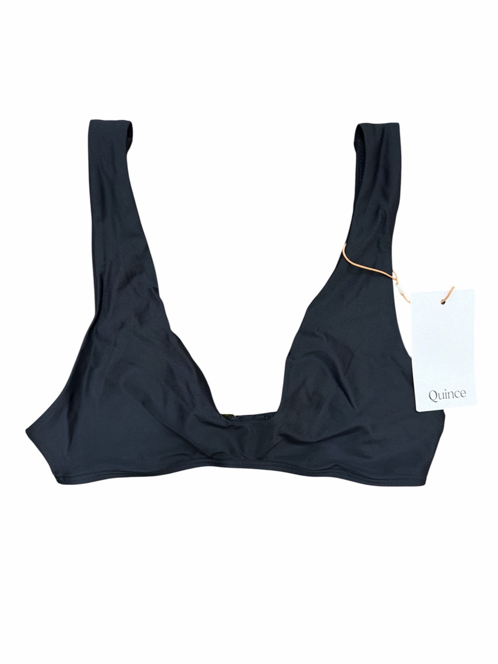 Quince Italian Plunge Bikini Top Black Size Small NWT - Picture 2 of 4